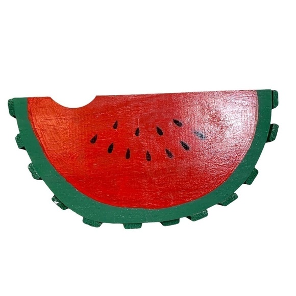 Vintage Handcrafted Watermelon Slice Wooden Basket - Picture 3 of 11